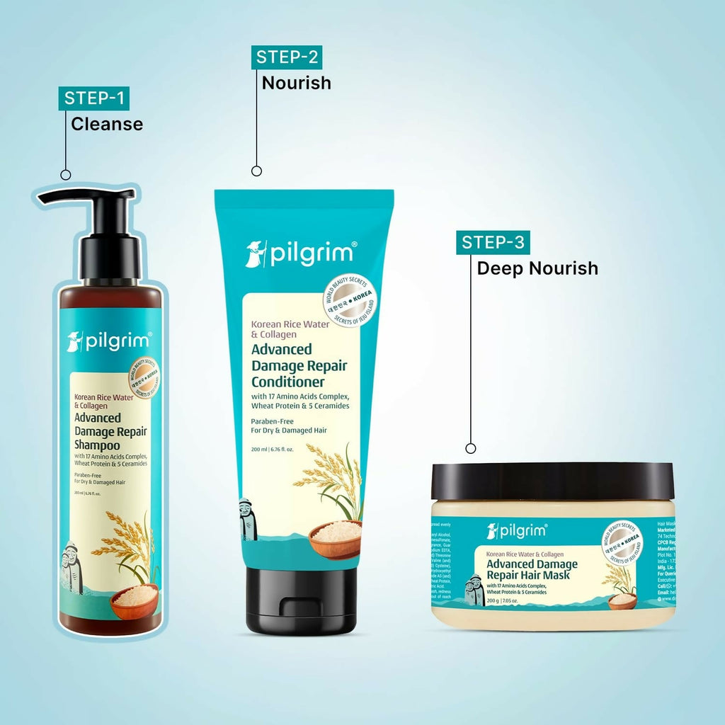 Pilgrim Korean Rice Water & Collagen Advanced Damage Repair Shampoo
