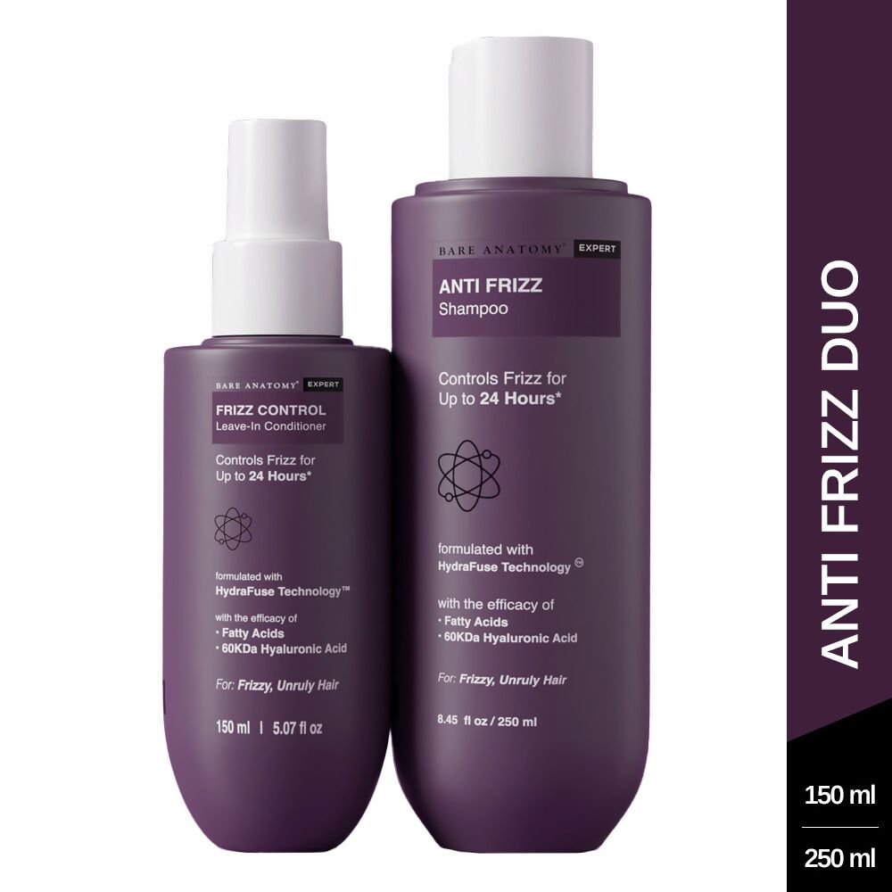Bare Anatomy Expert Anti Frizz Shampoo & Frizz Control Leave-In Conditioner for Smoother, Healthy & Glossy Hair
