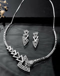 VOJ Silver Plated AD Studded Designer Handcrafted Jewellery Set