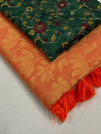 Saffron Jute Silk Woven Design Saree with Unstitched Blouse - A2M