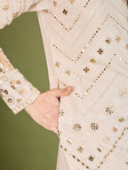Vastranavya Ivory Exclusive Festival Wear Pure Viscose Rayon Embroidered Sequence Work Kurta