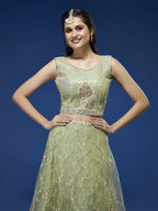 House of Panchhi Pista Net Sequinse Work Lehenga & Blouse, Dupatta
