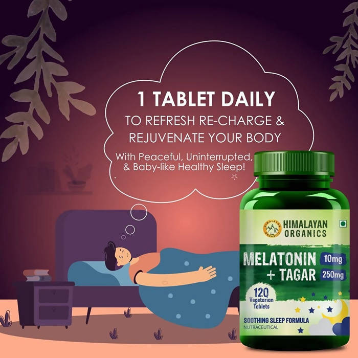 Himalayan Organics Melatonin 10 mg + Tagar 250 mg Tablets - Limited Time Offer