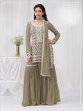 Anaita Mehendi Faux Georgette Stitched Suit with Embroidery Cotton Thread & Sequence Work - Distacart