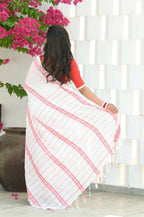 Beatitude White Cotton Handloom Saree