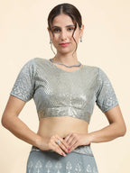 Jyoti Fashion Mesmerizing Grey Faux Georgette 3MM Sequins with Thread & Jari Embroidery Lehenga Choli with Dupatta