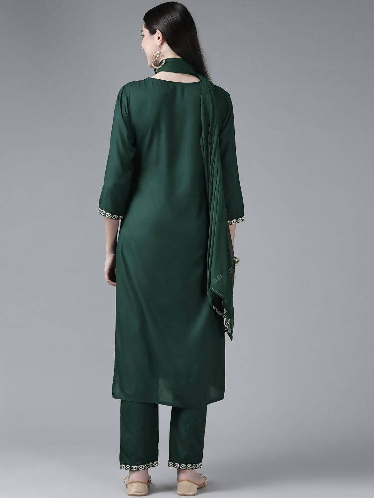 Yufta Women's Rayon Kurti With Pant Dupatta Set