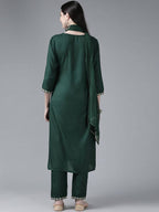 Yufta Women's Rayon Kurti With Pant Dupatta Set