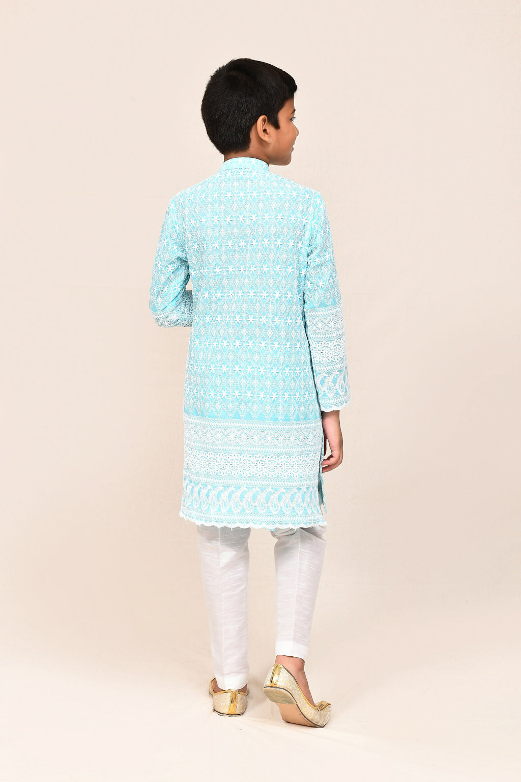 Joban Fashion Cotton Sky Blue Kurta With Straight Fit Pant
