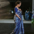 DEIANA'S Beautiful Designer Golden zari Soft Lichi Silk Saree - Blue