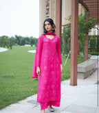 Joban Fashion Pink Kurta Set Georgette Embroidery Sequence Work - Distacart