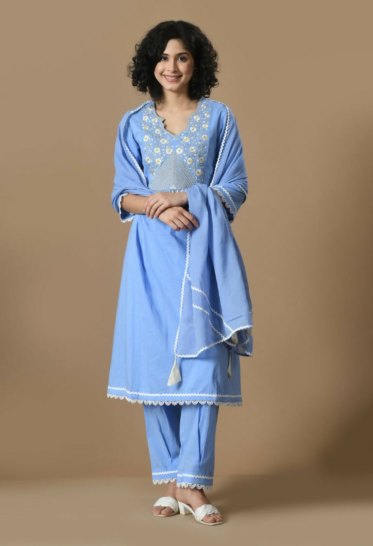 Joban Fashion L.Blue Cotton Kurta Set