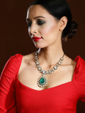 Kundan and Emerald Center Piece Neckpiece- Ruby Raang