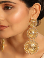Nuyug 22K Gold Plated Stone Studded Contemporary Shaped Drop Earrings - Distacart