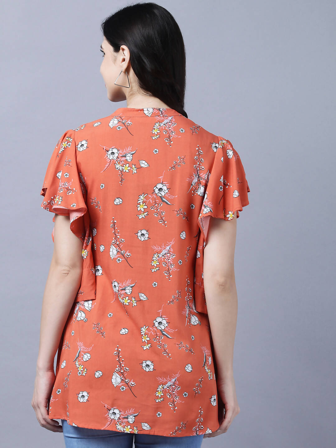 Myshka Stylish Orange Viscose Short Sleeve Women's Top - Distacart