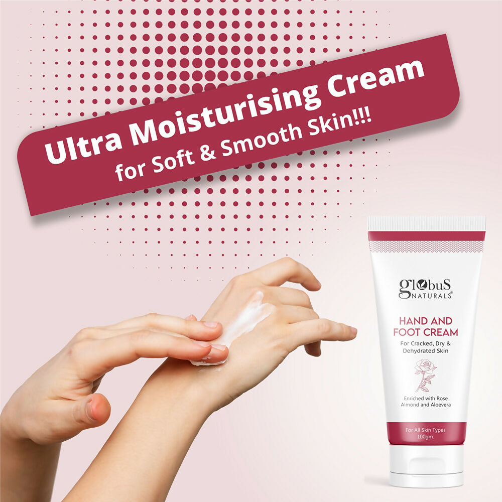 Globus Naturals Nourishing Hand & Foot Cream, Enriched with Rose & Anantmool