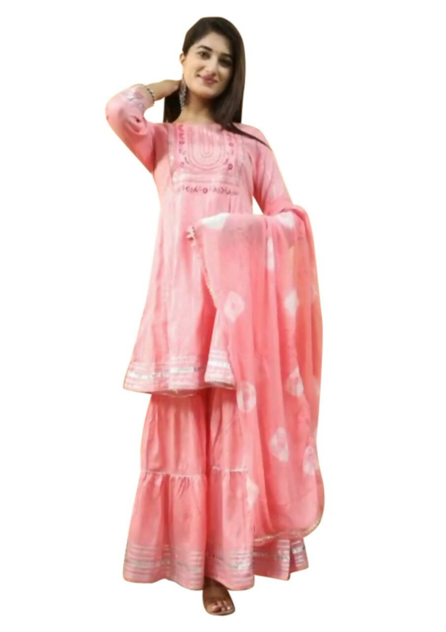 Vamika Gota Patti Work Rayon Peach Party Wear/Casual Wear Kurta Set/Suit - Distacart