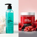 Botanic Hearth Jojoba Hyaluronic Bobywash & Hibiscus Scrub Combo