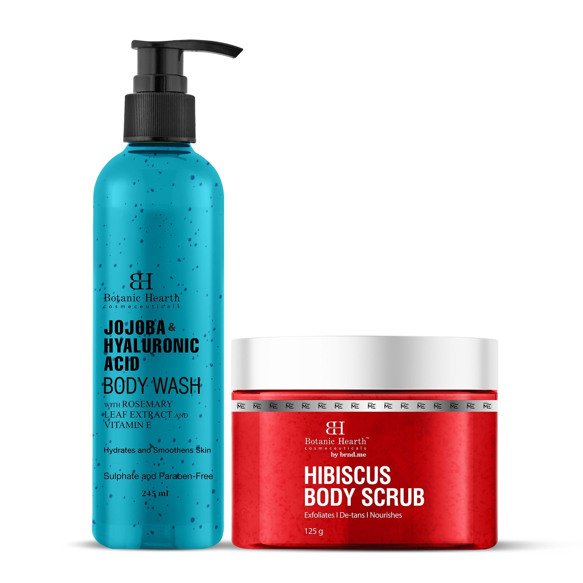 Botanic Hearth Jojoba Hyaluronic Bobywash & Hibiscus Scrub Combo