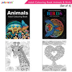 Jolly Kids Adult Colouring Books Set of 4|Adults Colouring Book: Stress Relieving Designs Floral, Animals, Birds & Motivational Quotes Colouring Books - Distacart