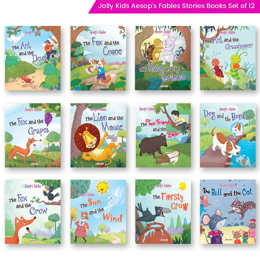 Jolly Kids Aesop's Fables Stories Books Set of 12 for Kids Ages 3-6 Years| Bedtime Moral Stories - Distacart