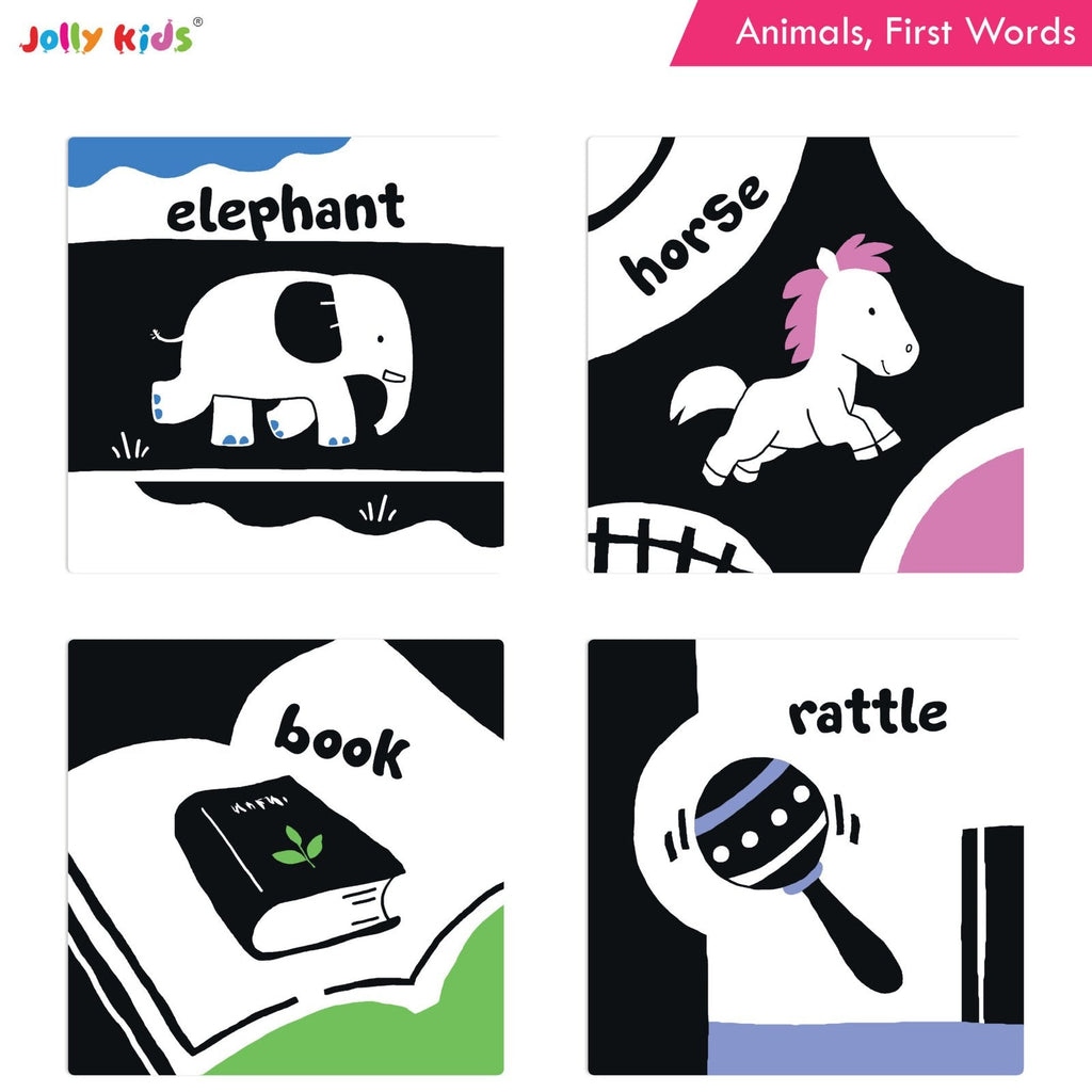 Jolly Kids Baby's First High Contrast Board Books (Set of 4)| Black and White Board Books For Kids Ages 0 - 3 Years - Distacart