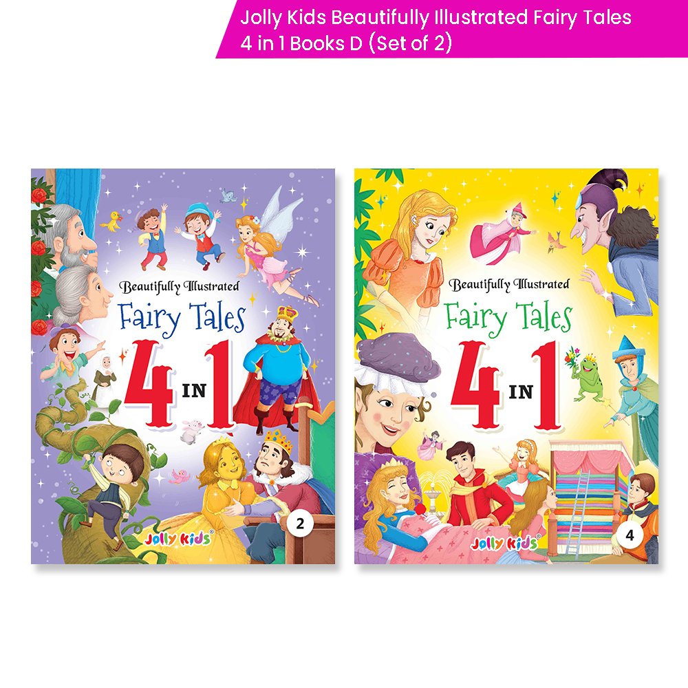 Jolly Kids Beautifully Illustrated Fairy Tales 4 in 1 Books D Set of 2| Ultimate Collection of Bedtime Megical Stories For Children Ages 3-8 Years - Distacart