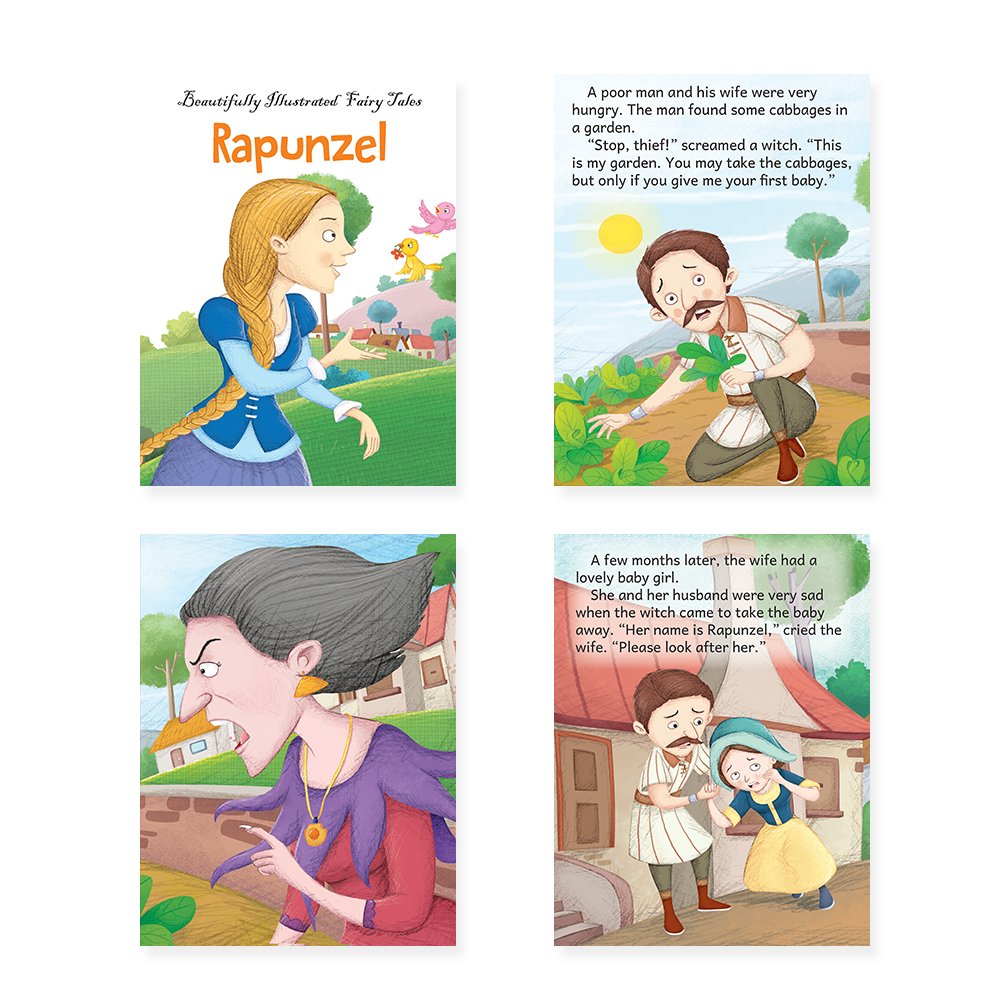 Jolly Kids Beautifully Illustrated Fairy Tales 4 in 1 Books E Set of 2| Ultimate Collection of Bedtime Megical Stories For Children Ages 3-8 Years - Distacart