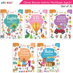 Jolly Kids Clever Beaver Ages 5-6 Years Fun Learning Activities Workbooks Set of 4| English-Maths-EVS-Good Habit-Logical Reasoning - Distacart