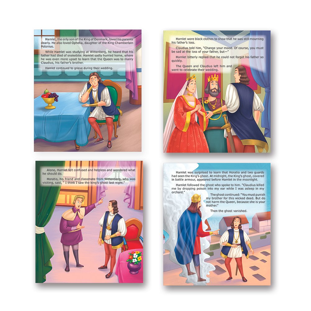 Shakespeare for Young Minds: Jolly Kids' Illustrated Stories B Combo Set of 4 Ages 6-12 Years | Hamlet, Macbeth, Much Ado About Nothing, Othello - Distacart