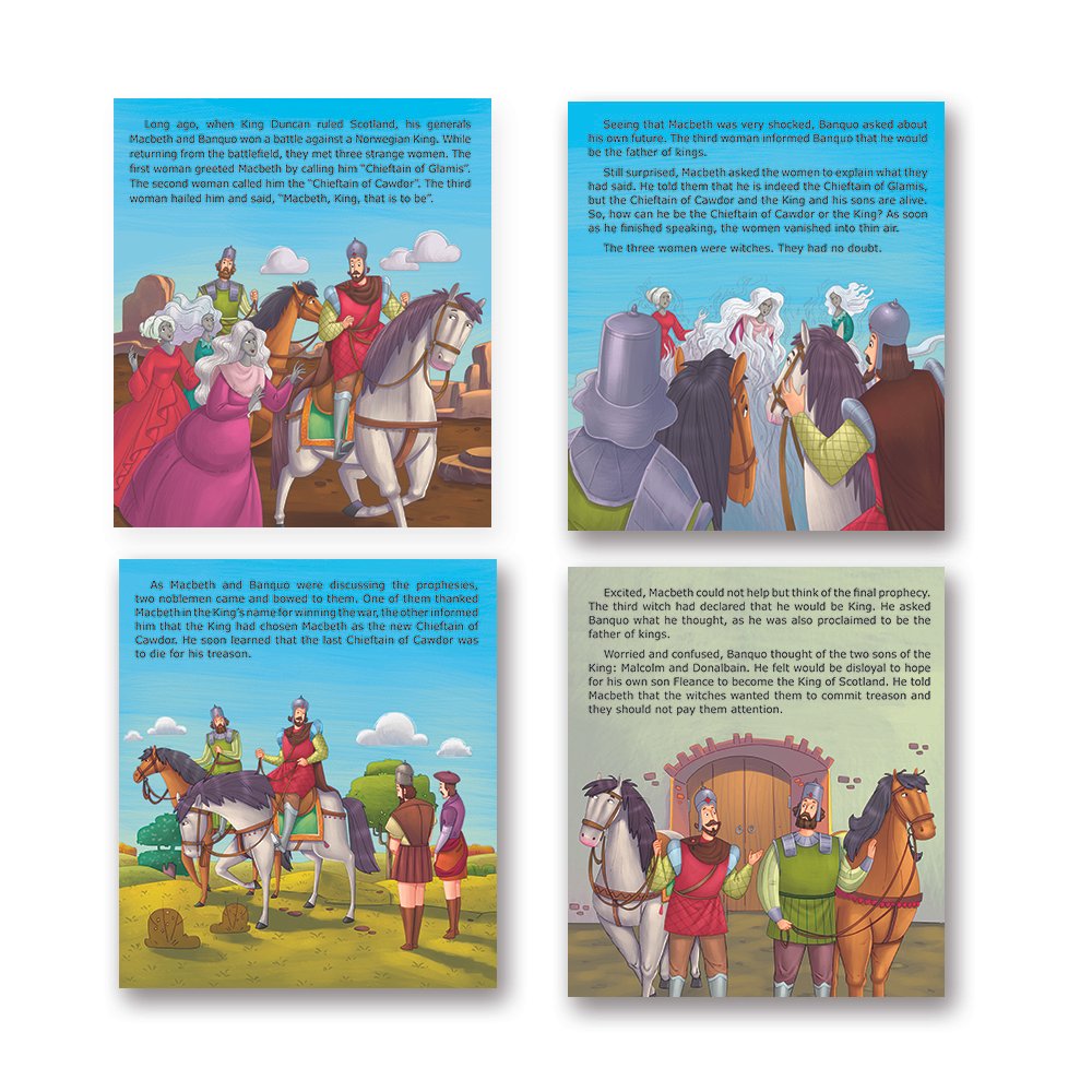 Shakespeare for Young Minds: Jolly Kids' Illustrated Stories B Combo Set of 4 Ages 6-12 Years | Hamlet, Macbeth, Much Ado About Nothing, Othello - Distacart