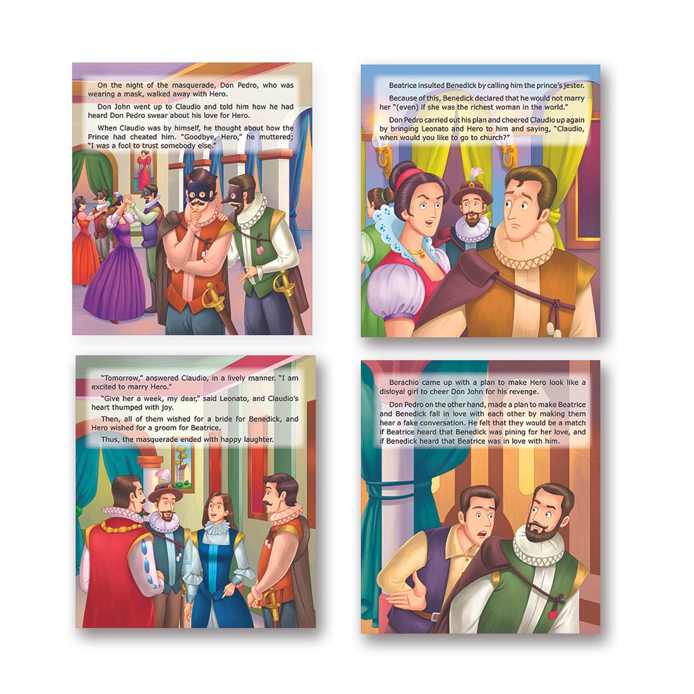 Shakespeare for Young Minds: Jolly Kids' Illustrated Stories B Combo Set of 4 Ages 6-12 Years | Hamlet, Macbeth, Much Ado About Nothing, Othello - Distacart