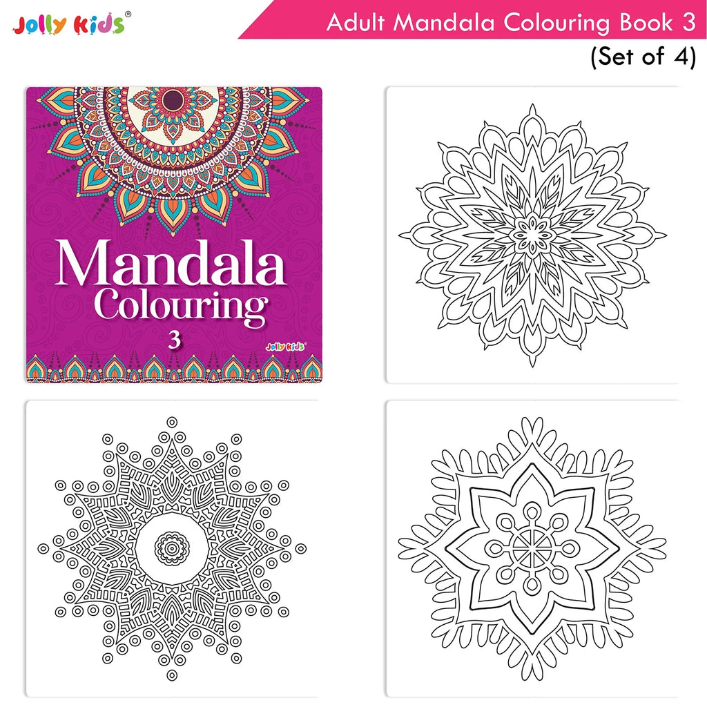 Jolly Kids Adults Mandala Colouring Books Set of 4| Ideal for Stree Relieving, Relaxing and Meditation Books for Teenagers - Distacart