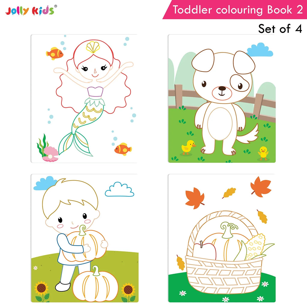 Jolly Kids Toddler Colouring Die-Cut Animals Shape Activity Books Set of 4 for Kids| Ages 1-6 Years - Distacart