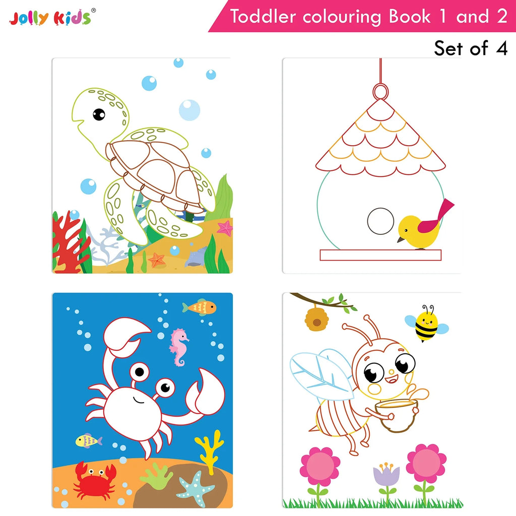 Jolly Kids Toddler Colouring Die-Cut Animals Shape Activity Books Set of 4 for Kids| Ages 1-6 Years - Distacart