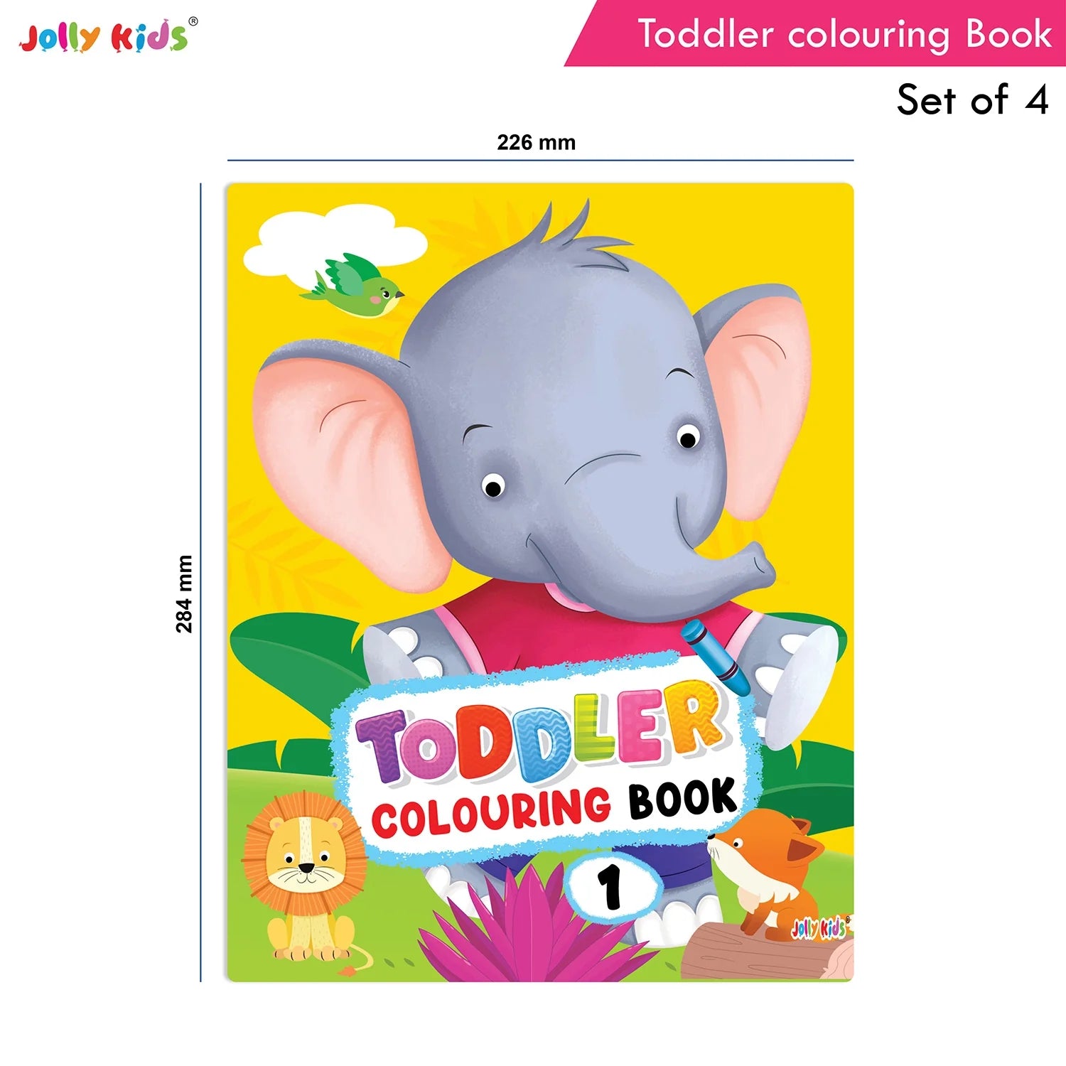 Jolly Kids Toddler Colouring Die-Cut Animals Shape Activity Books Set of 4 for Kids| Ages 1-6 Years - Distacart