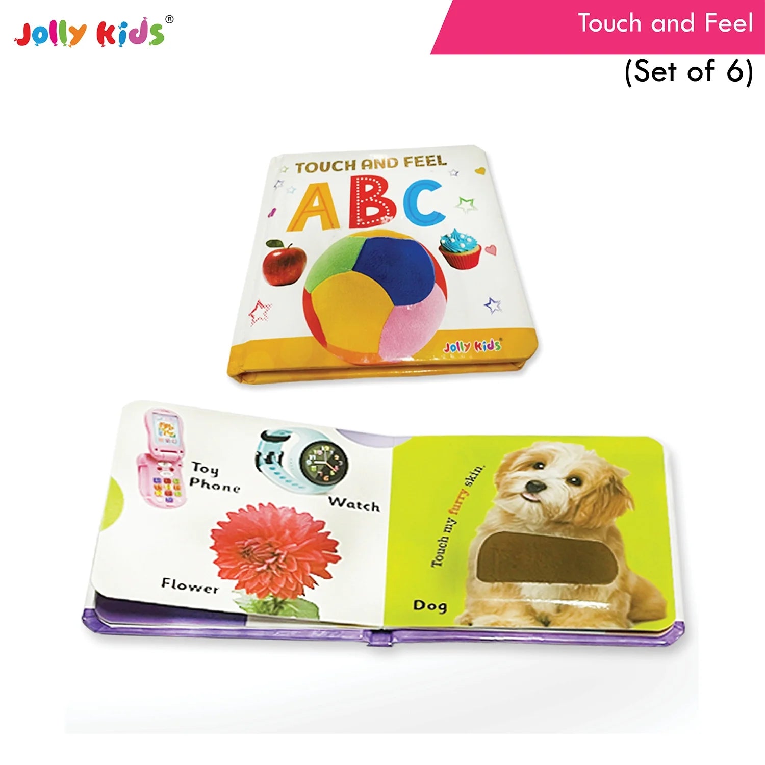 Jolly Kids Touch and Feel Picture Learning Sensory Development Padded Board Books Set of 6 for Infants, Toddlers Gift Ages 0-12 Months - Distacart