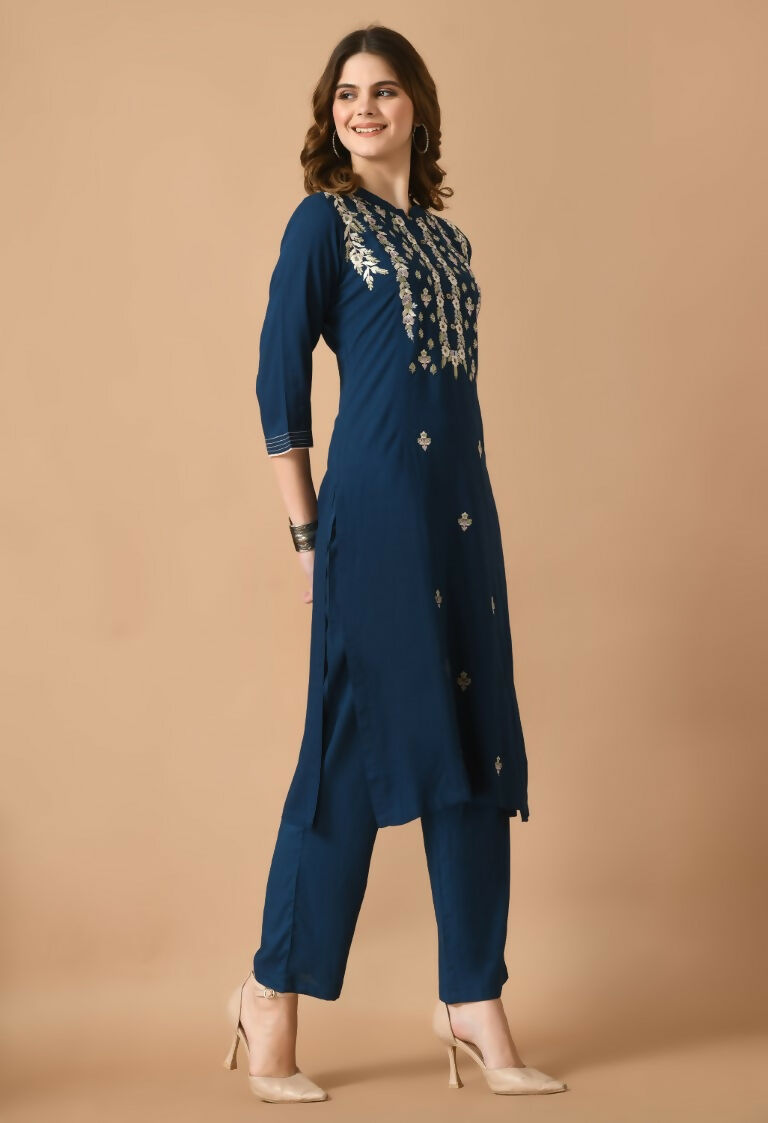 Joban Fashion Navy Cotton Rayon Kurta Set