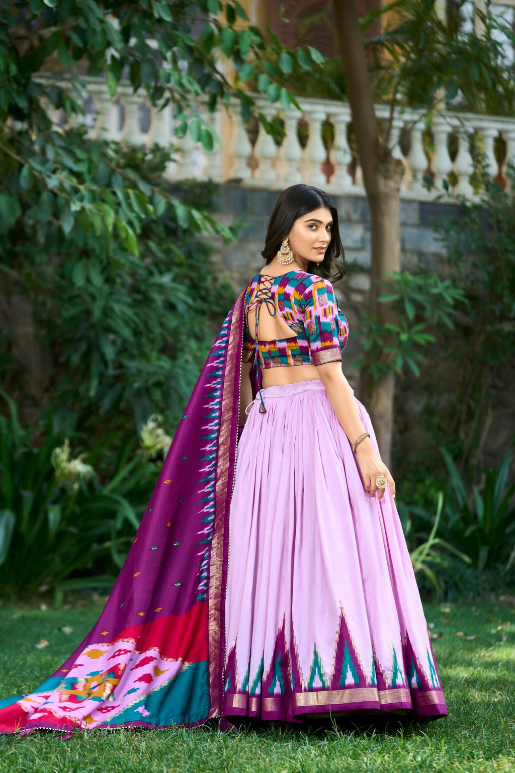 Vastranavya Luxurious Tussar Silk Print With Foil Work Lehenga Choli - Lavander