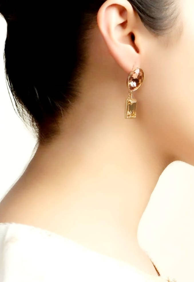 Bling Accessories Swarovski Golden Shadow Crystal Earrings - Distacart