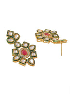 NVR Women Gold-Polished Kundan Studded Jewellery Set
