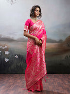 Shree Shyam Fashion Pink Silk Blend Saree - Distacart