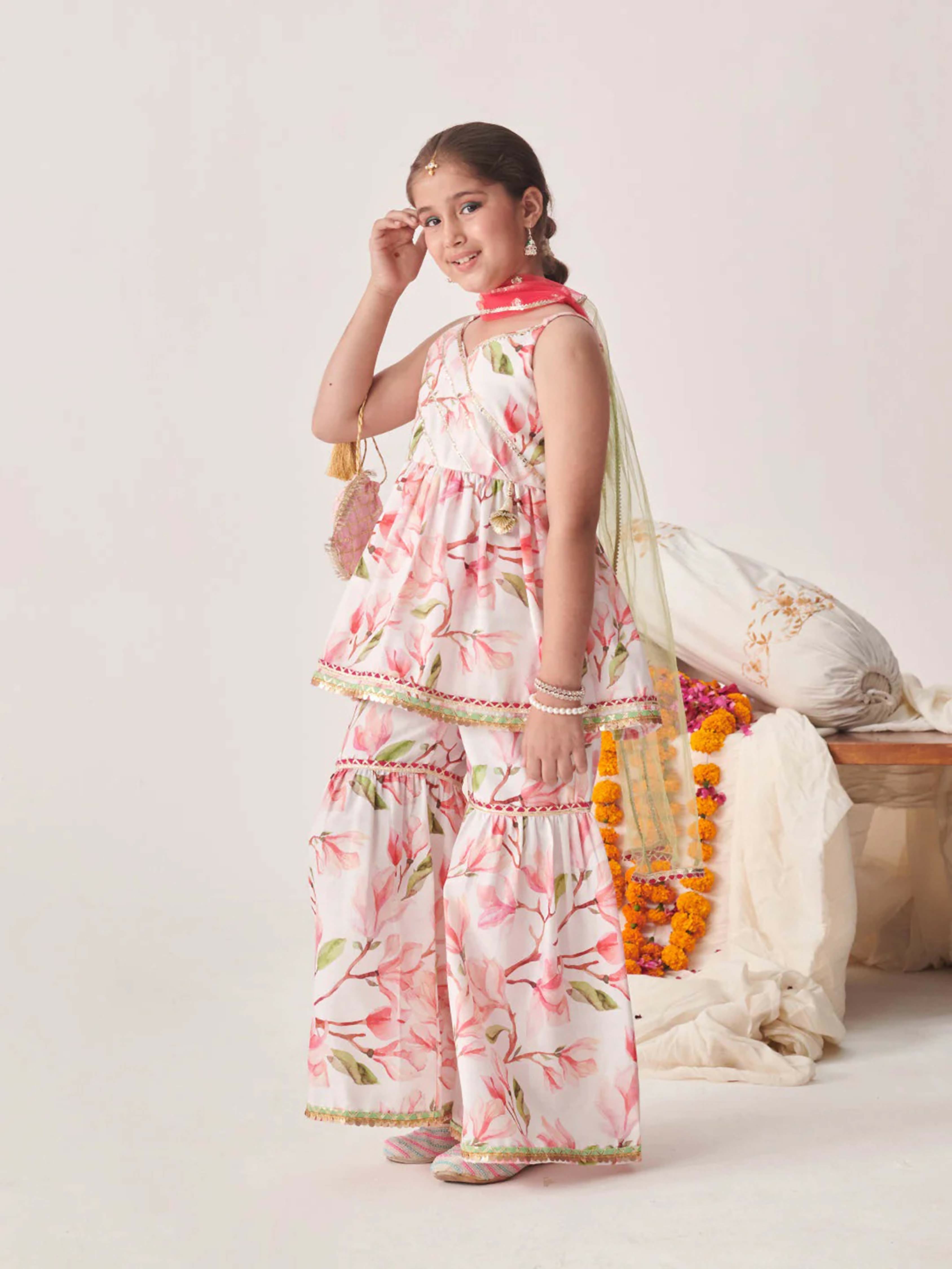 Joban Fashion Girl's Multi Color Sharara Set
