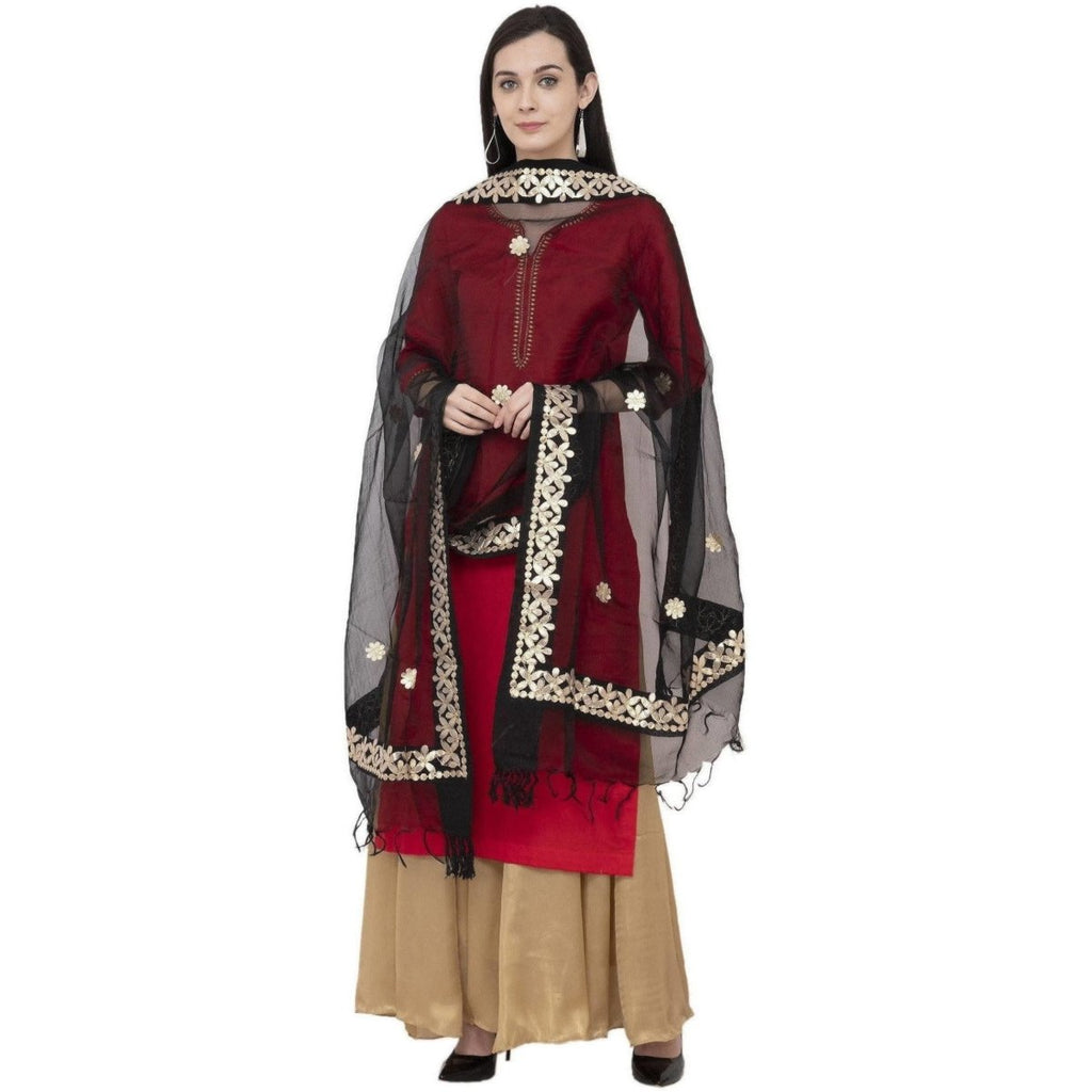 A R Silk Orgenza Gota patti Fancy Dupatta Color Black Dupatta or Chunni