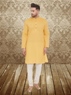 Even Apparels Men's Pintuck Fancy Yellow Kurta