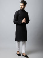 Even Apparels Black Color Linen Linen Men's Kurta With Side Placket (LN761) - Distacart