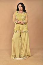 Morchari Women And Hand Embroidery Palazzo Set-Mustard
