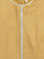 Ahalyaa Mustard Crepe Straight Kids Kurta Palazzo Set For Girls
