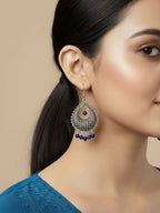 NVR Women German Silver Oxidised Chandbali Earrings - Distacart