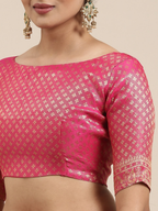 Saree Mall Peach-Coloured Ethnic Motifs Zari Silk Blend Banarasi Sarees